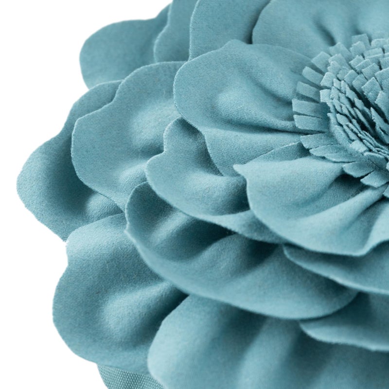 JWH Handmade Flower Pillow Cover Decorative Floral Pillow Case Round Cushion Summer Pillowcase for Home Bed Couch 14x14 Inches Teal Blue - Image 4